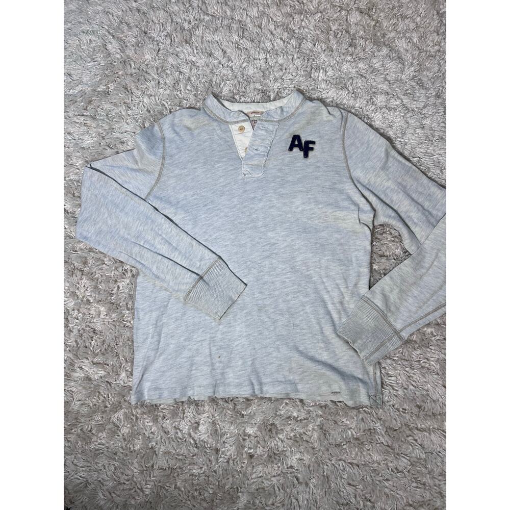 Abercrombie & Fitch Henley A&F Big Logo Long Sleeve Mens L Muscle Vintage Y2K